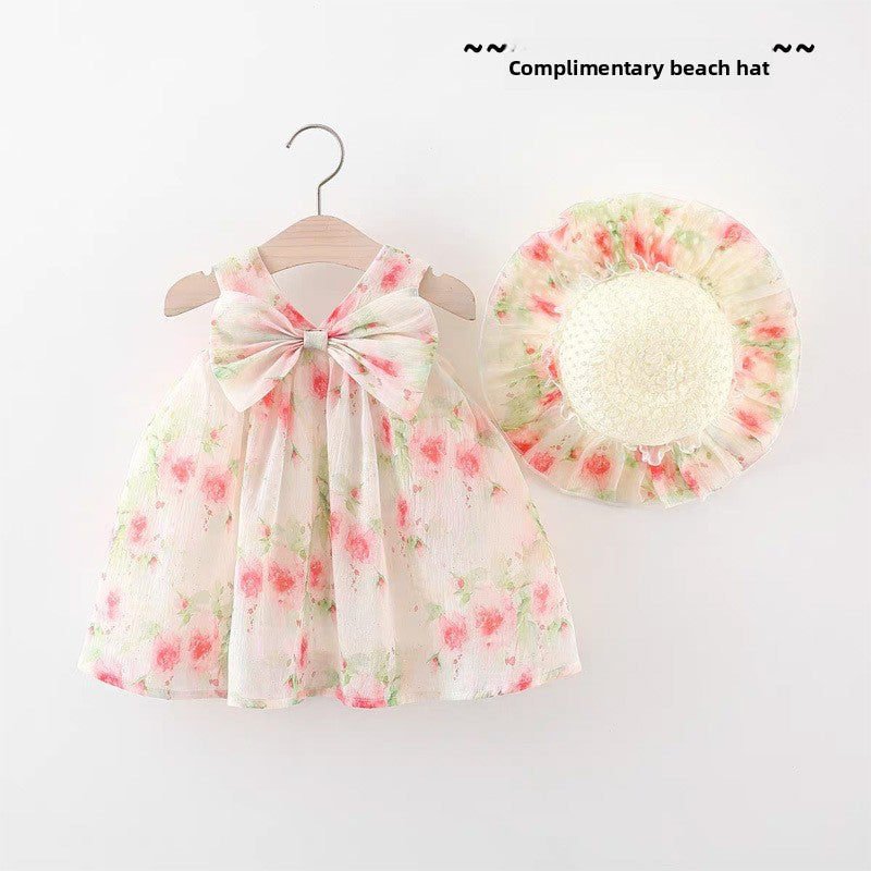 Girls' Floral Summer Dress with Hat