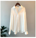 Long-sleeved satin shirt for women