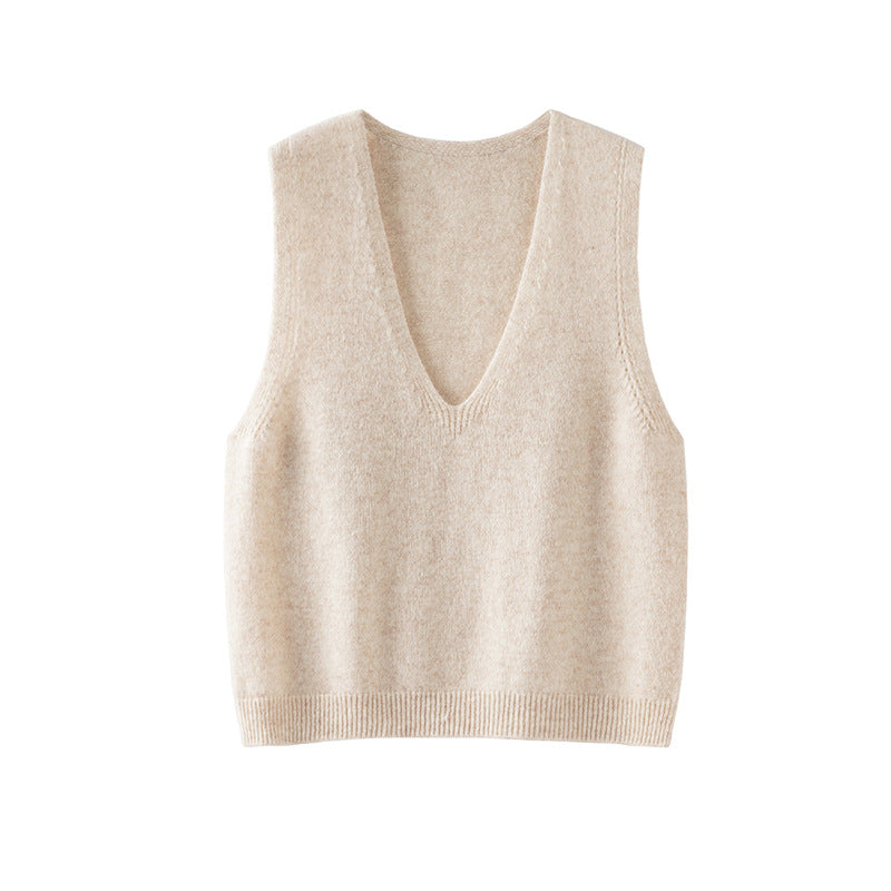 Women Seamless Wool Vest Pullover