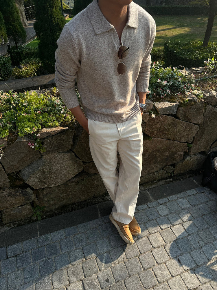 Herringbone Pure Cotton Commuter Trousers