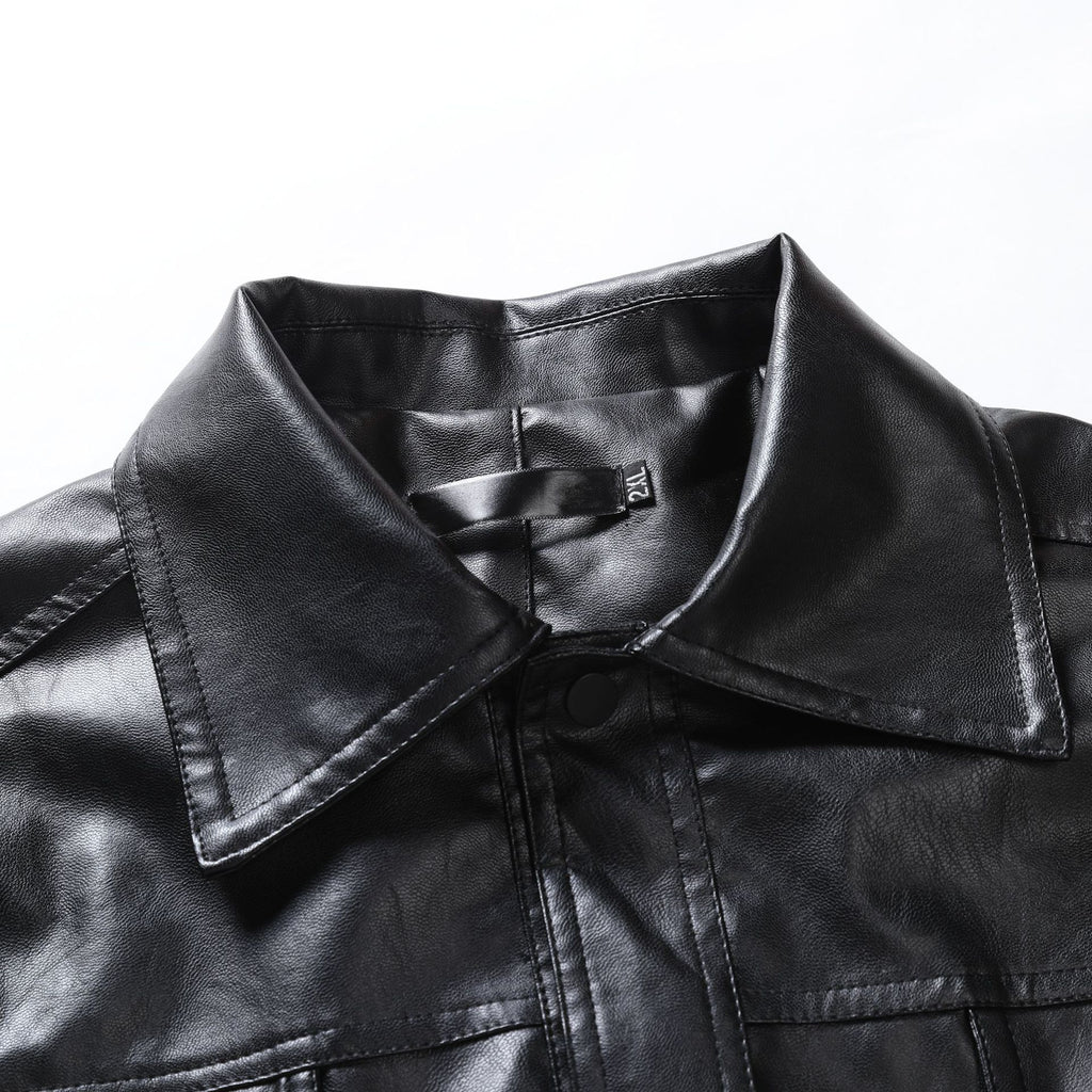 Men's single-button leather jacket