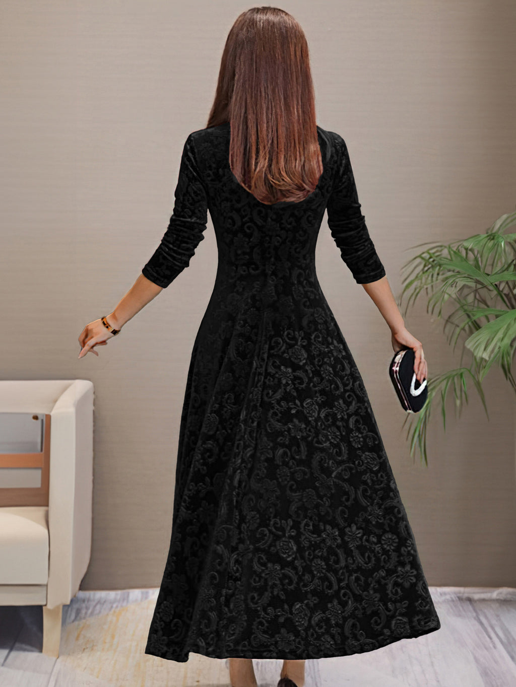 Velvet Midi Dress for Women