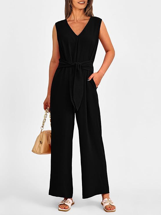 V-neck wide-leg jumpsuit