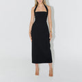 Halter-neck solid-color dress