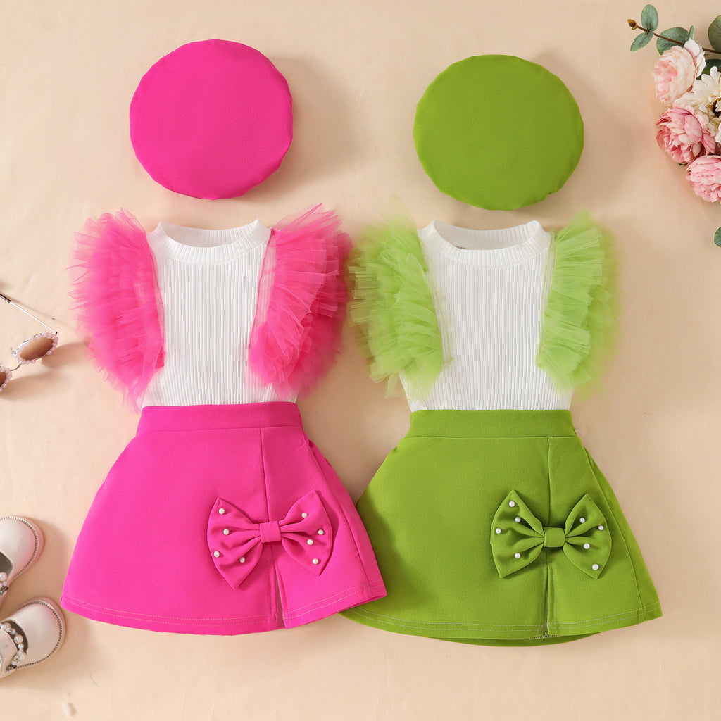 Toddler Girls' Sleeveless Bow Outfit Set
