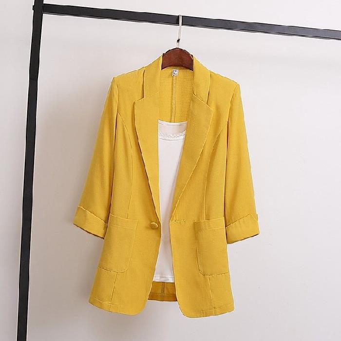 Women's Cotton Linen Slim Fit Blazer