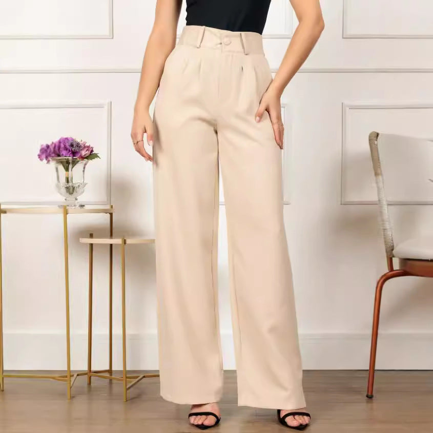 Women's High Waist Casual Straight Leg Trousers