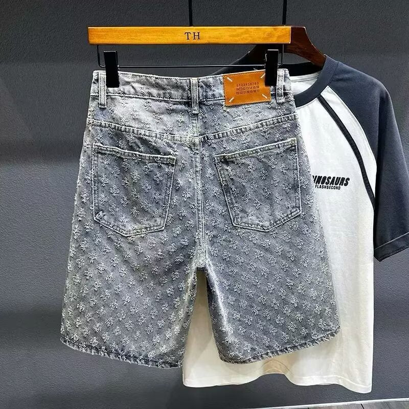 Men's Retro Distressed Denim Shorts