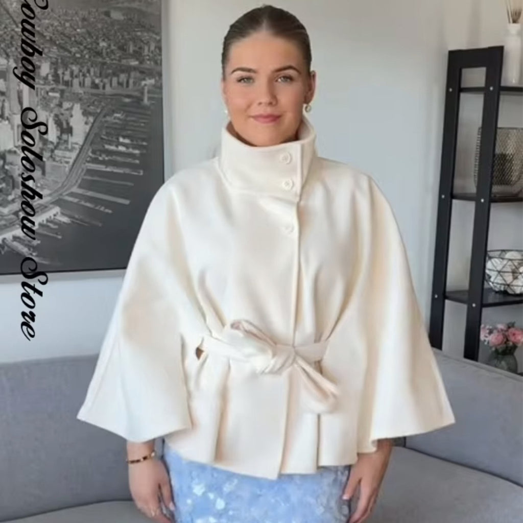 Women's Stylish Bathrobe-Style Coat with Belt