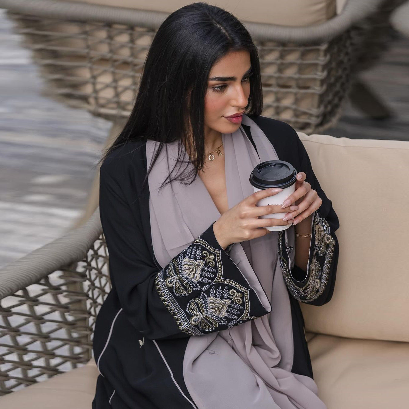 Embroidered patchwork outer jacket cardigan robe