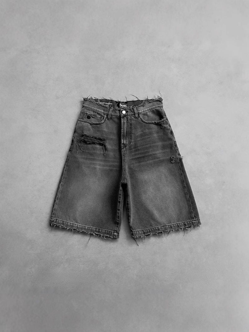 Gothic Washed Denim Shorts