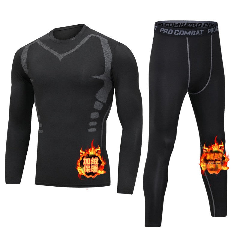 Men's Fleece-Lined Sportswear Suit for Winter Fitness and Running