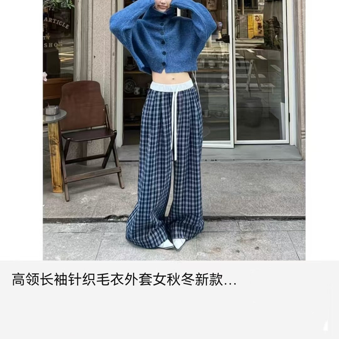 Loose Fit High Neck Long Sleeve Knit Cardigan