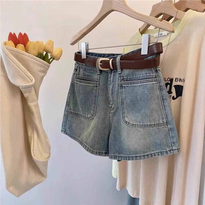 Women's High Waist Retro Denim Shorts