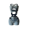 Denim shorts set