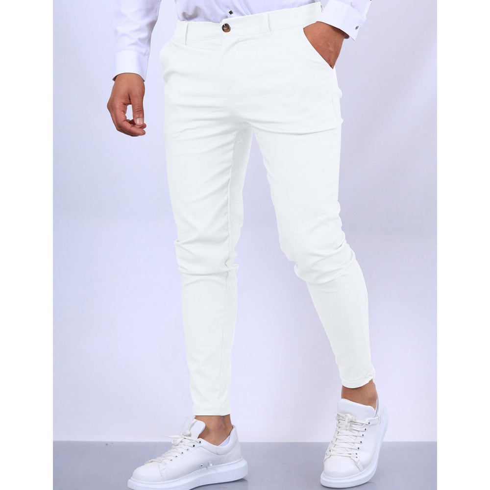 Men's Solid Color Texture Casual Trousers