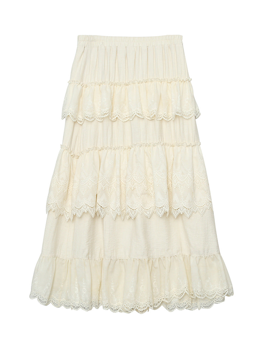 Lace trimmed half-length dress