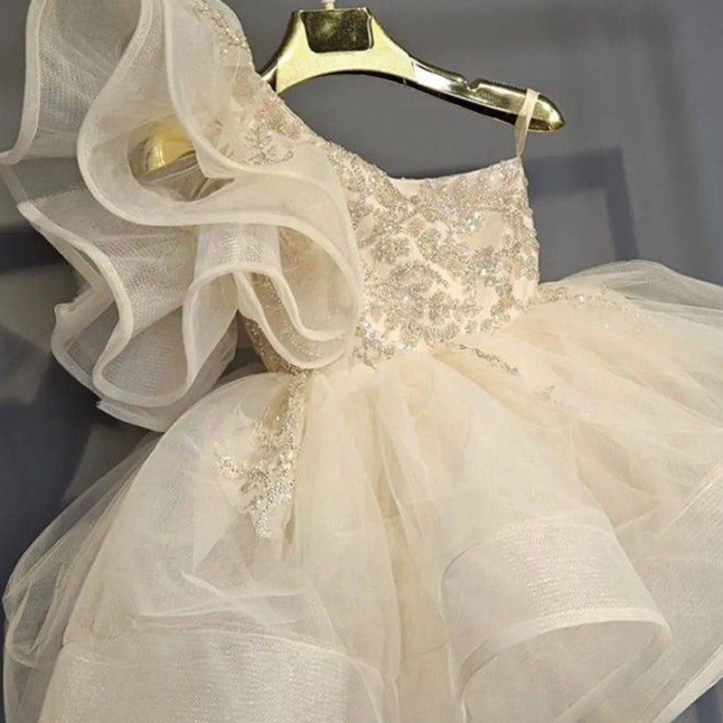 Girl's One Shoulder Princess Party Dress