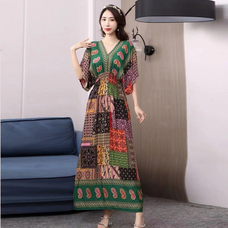 V-neck beach vacation dress