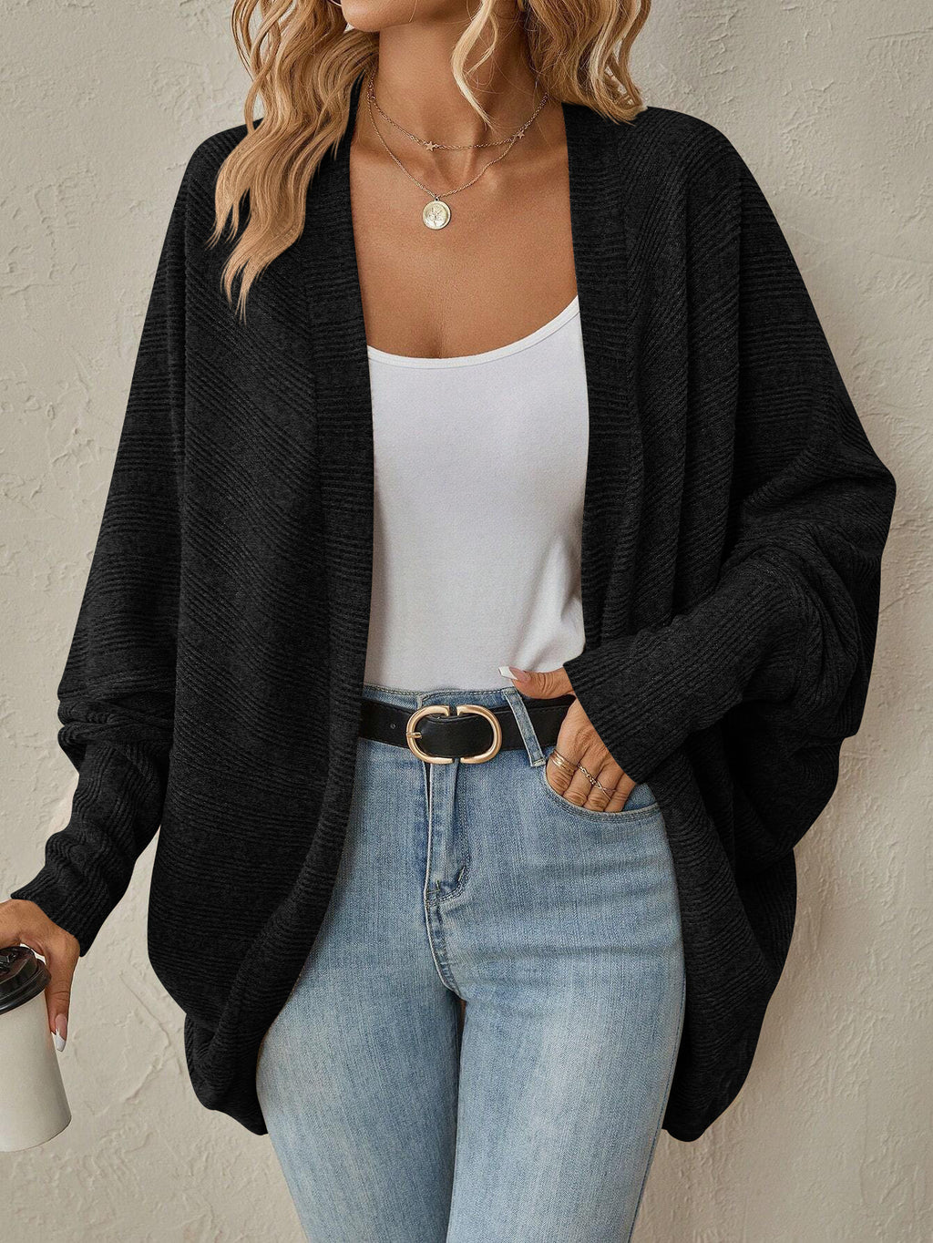 Mid-Length Knitted Cardigan