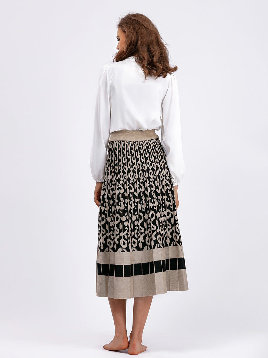 Women's A-Line Pleated Knitted Skirt