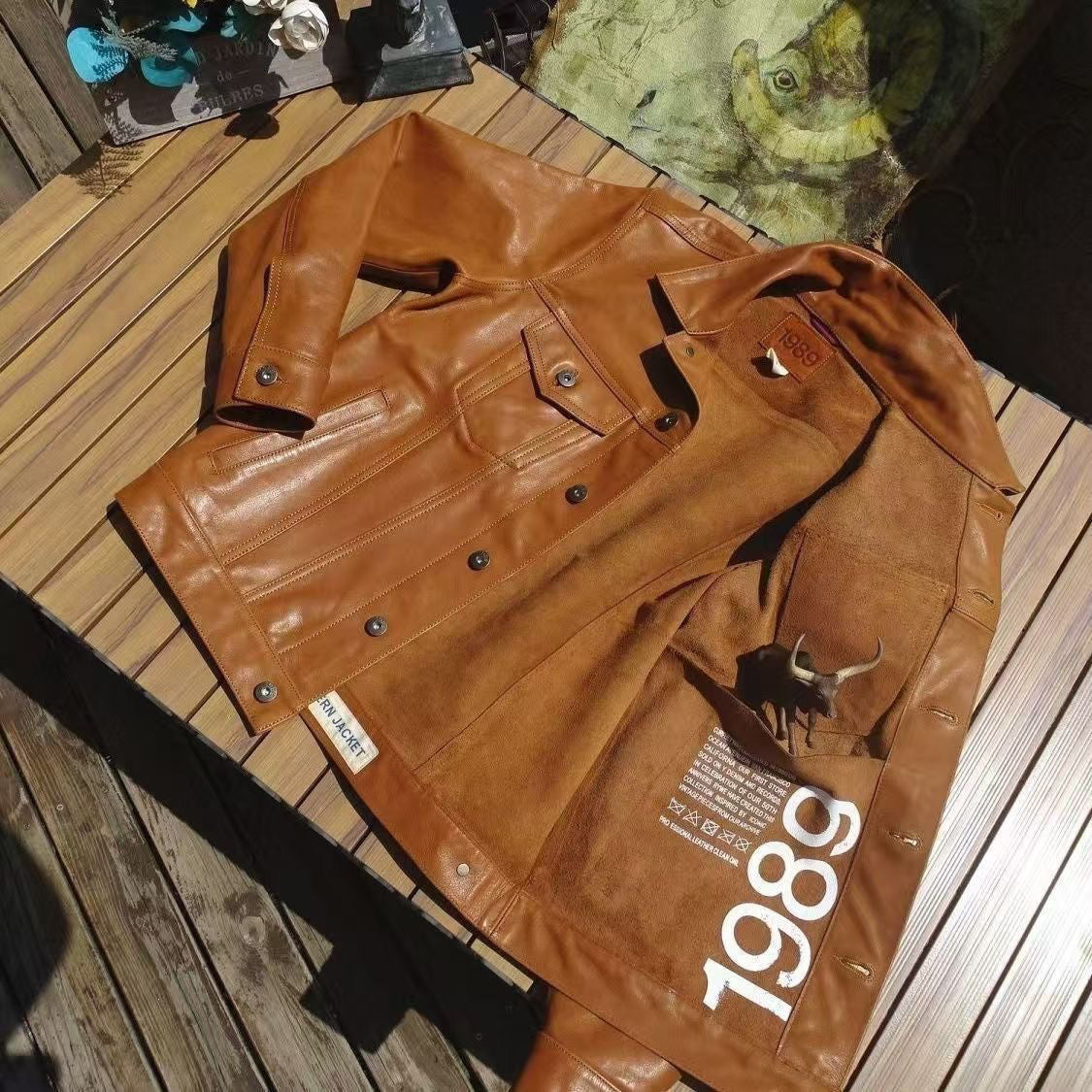 Men's Retro Genuine Leather Biker Jacket