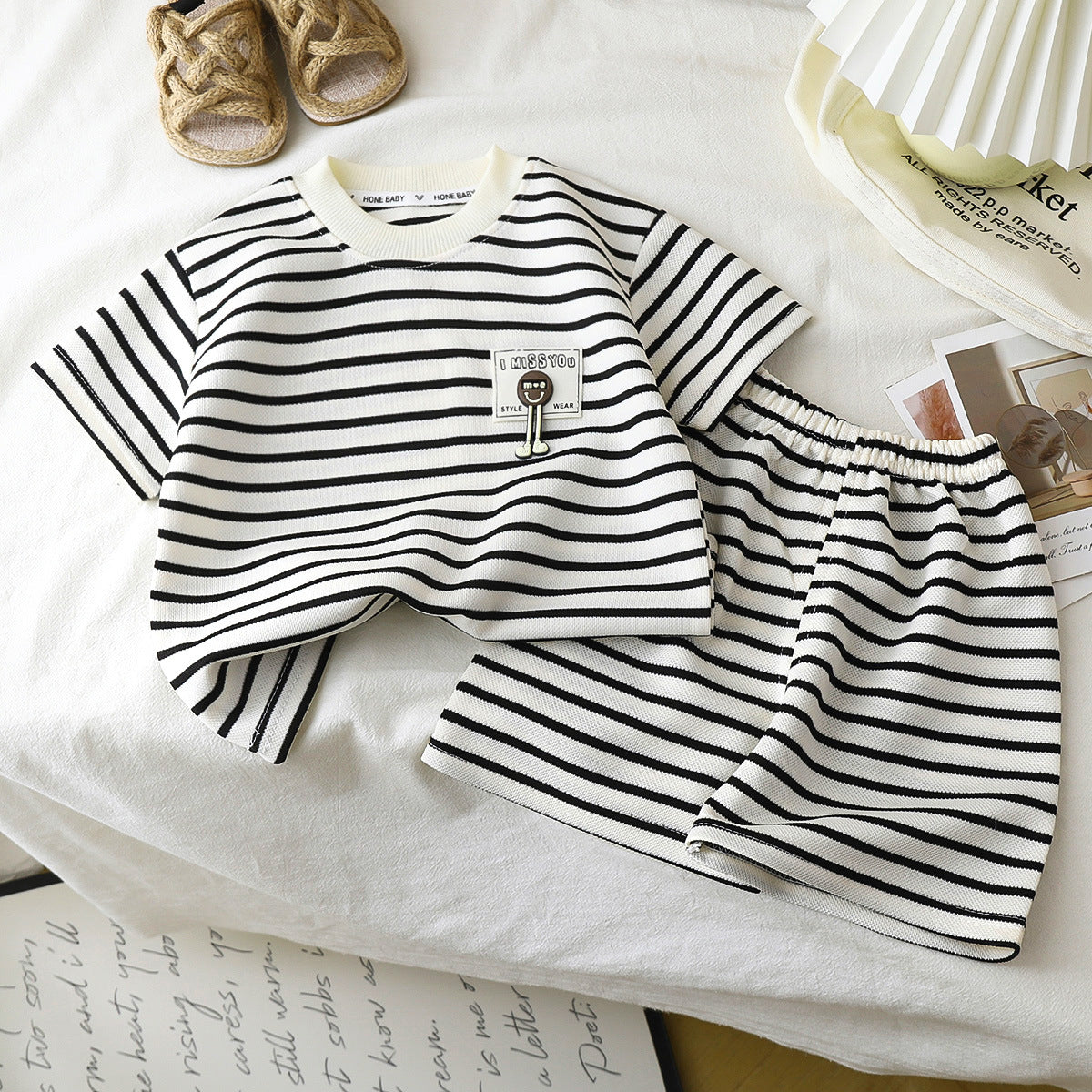 Children's Striped Short Sleeve and Shorts Set