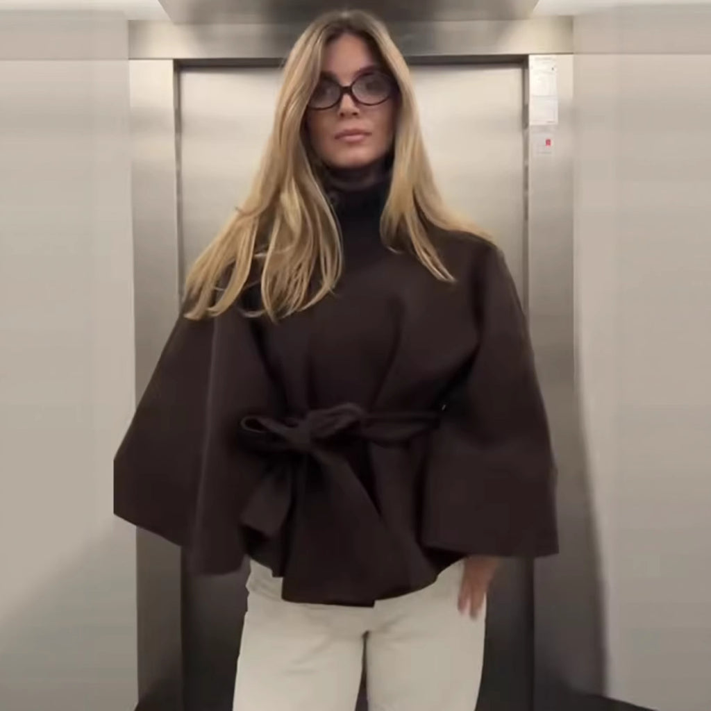 Women's Stylish Bathrobe-Style Coat with Belt