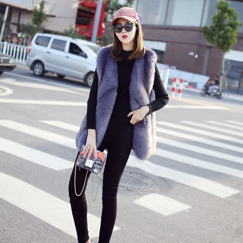 Women's Faux Fox Fur Sleeveless Vest