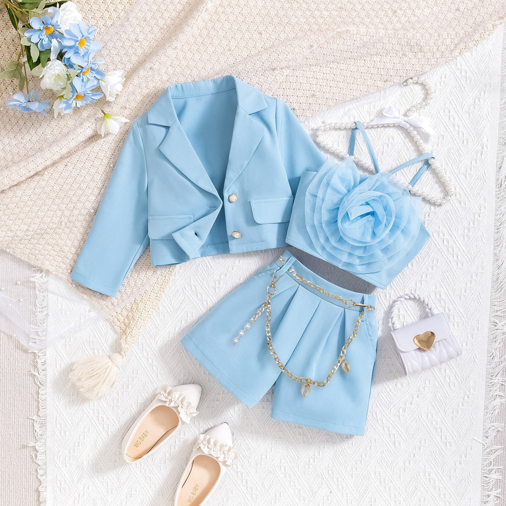 Girls' Floral Mesh Two-Piece Set