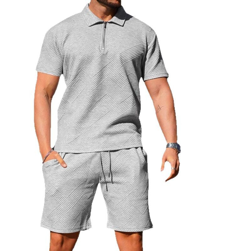 Men's Jacquard Polo Short Sleeve Set