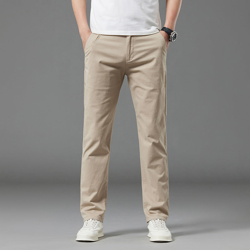 Men's Straight-Leg Cotton Casual Trousers for Summer