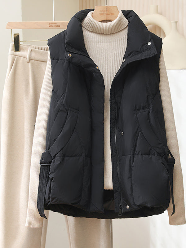 Women's Thickened Polyester Vest with Stand Collar