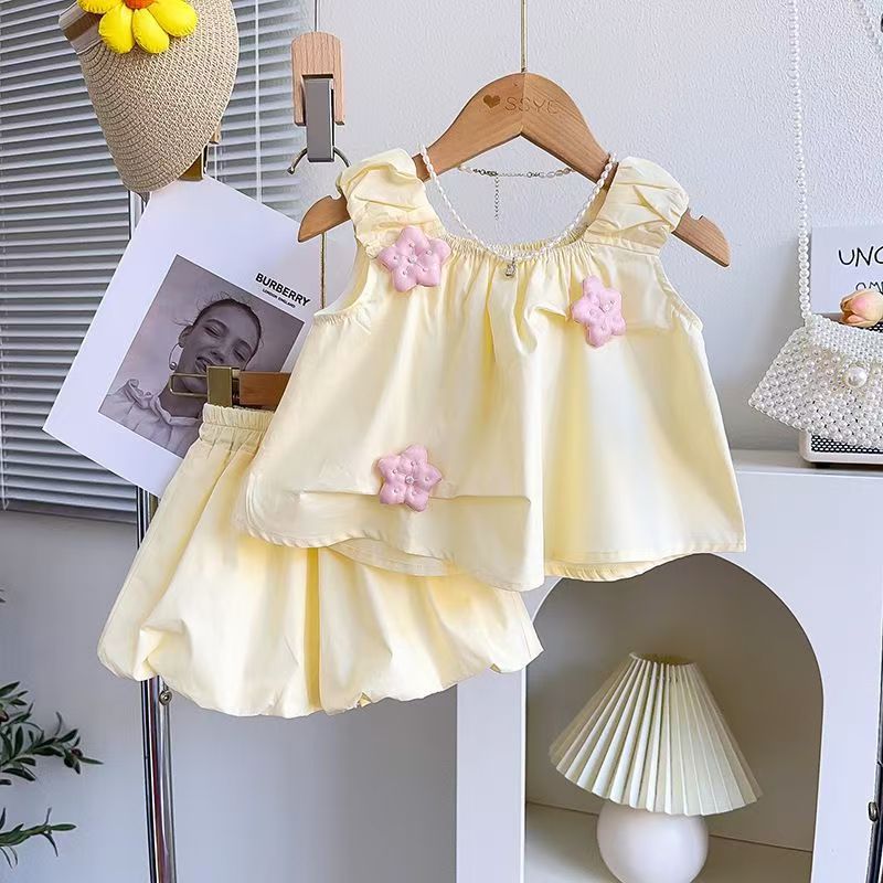 Girls' Floral Sleeveless Top and Shorts Set
