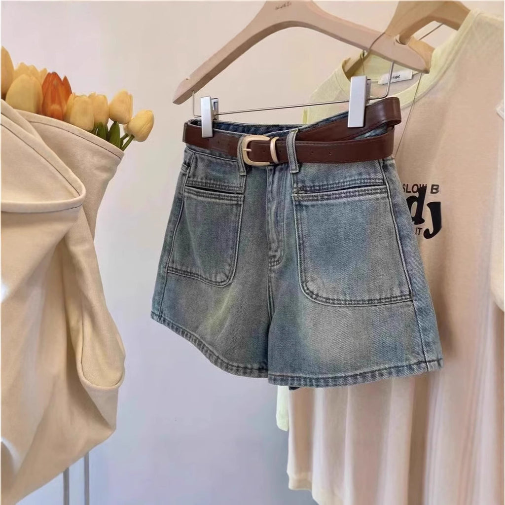 Women's High Waist Retro Denim Shorts