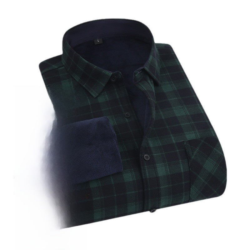 Men's Fleece-Lined Flannel Plaid Shirt