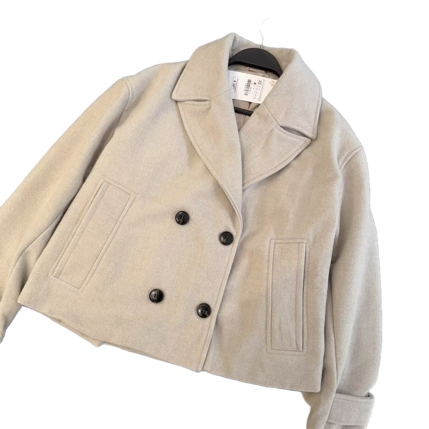 Short coat with lapel and double lapels
