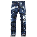 Ripped Patchwork Slim Stretch Jeans