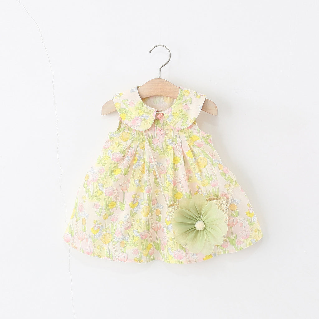 Girls' Floral Sleeveless Cotton Dress