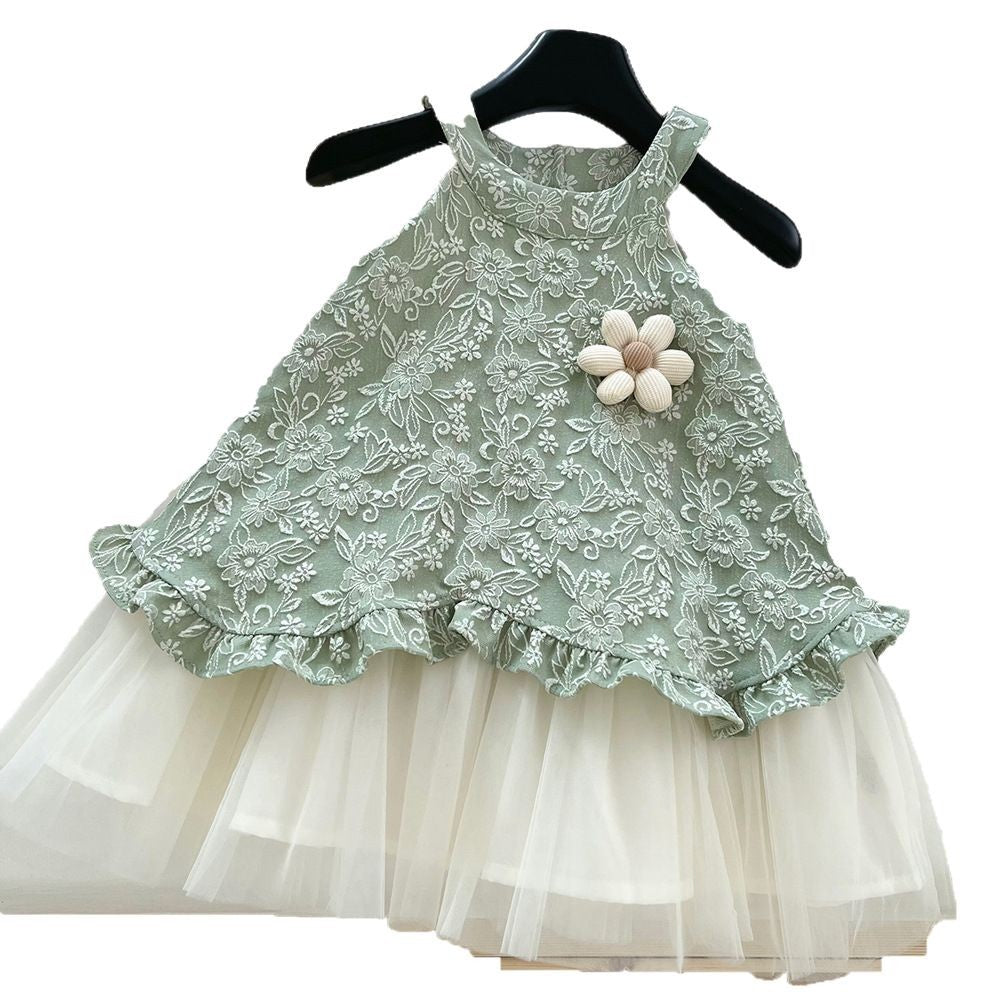 Girls' Sleeveless Mesh Princess Dress with Hat