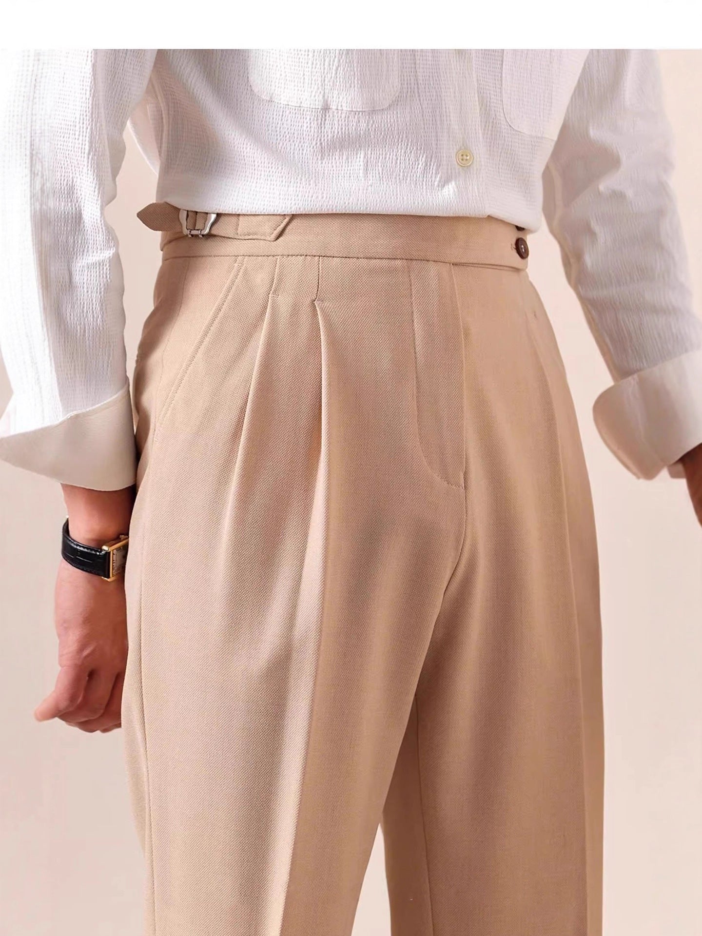 Italian Style High Waist Straight Trousers