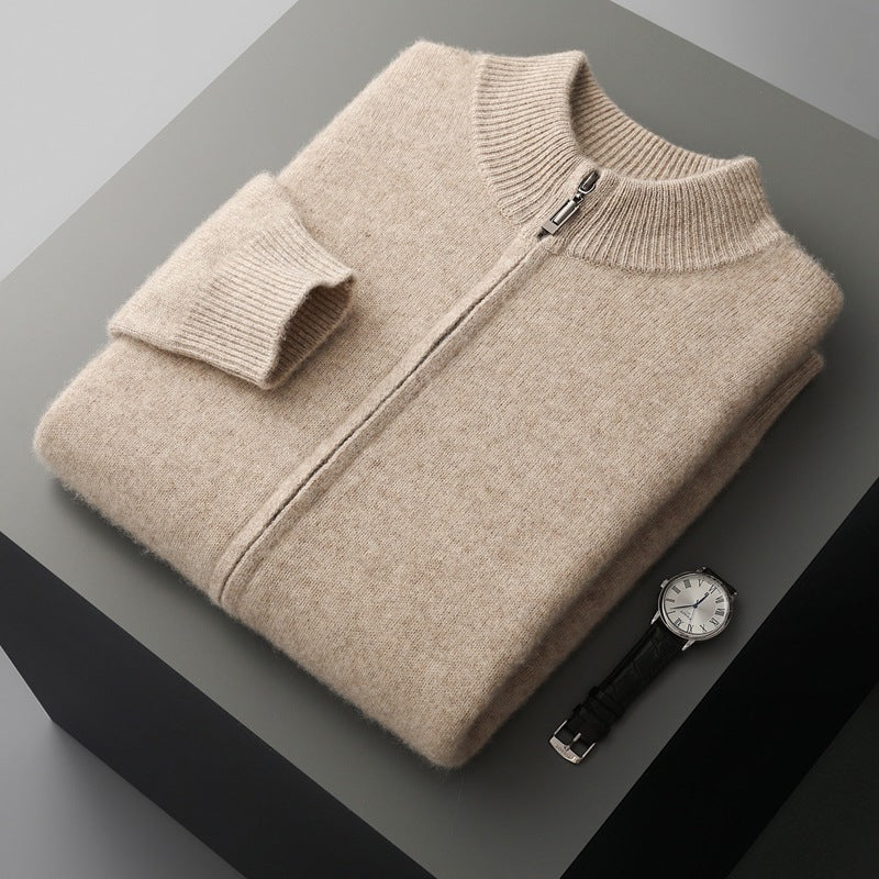 Thickened Stand-Up Collar Wool Cardigan - Two-piece suit set