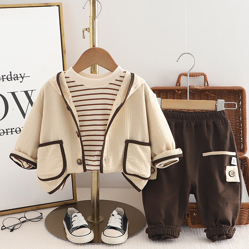 Boys' Hooded Three-Piece Cotton Outfit