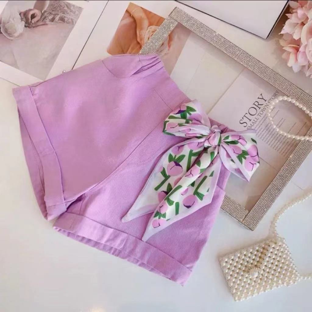 Girls' Floral Short Sleeve and Shorts Two-Piece Set