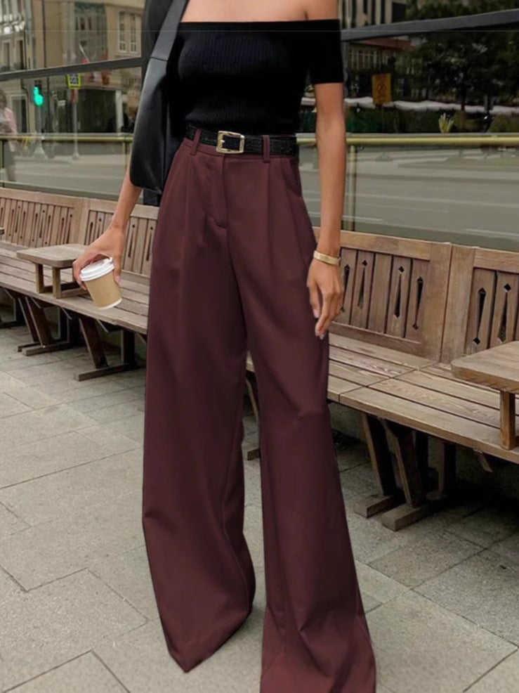 Women's High Waist Wide Leg Casual Trousers
