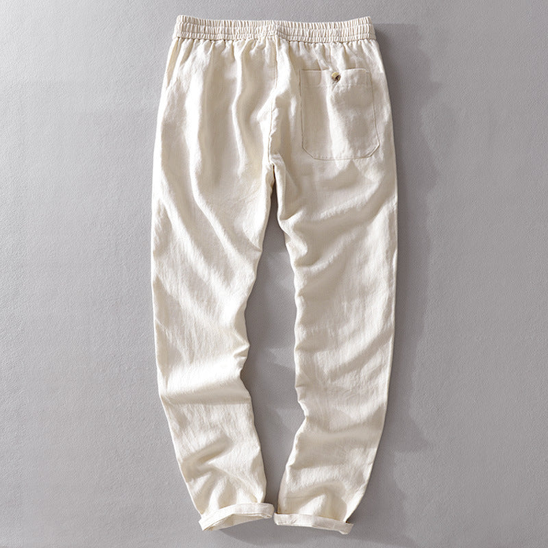 Men's Linen Straight Leg Casual Trousers