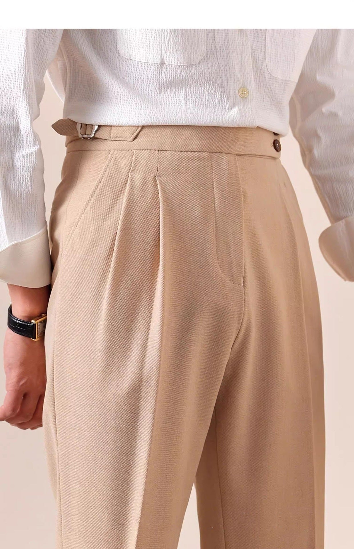 Italian Style High Waist Straight Trousers