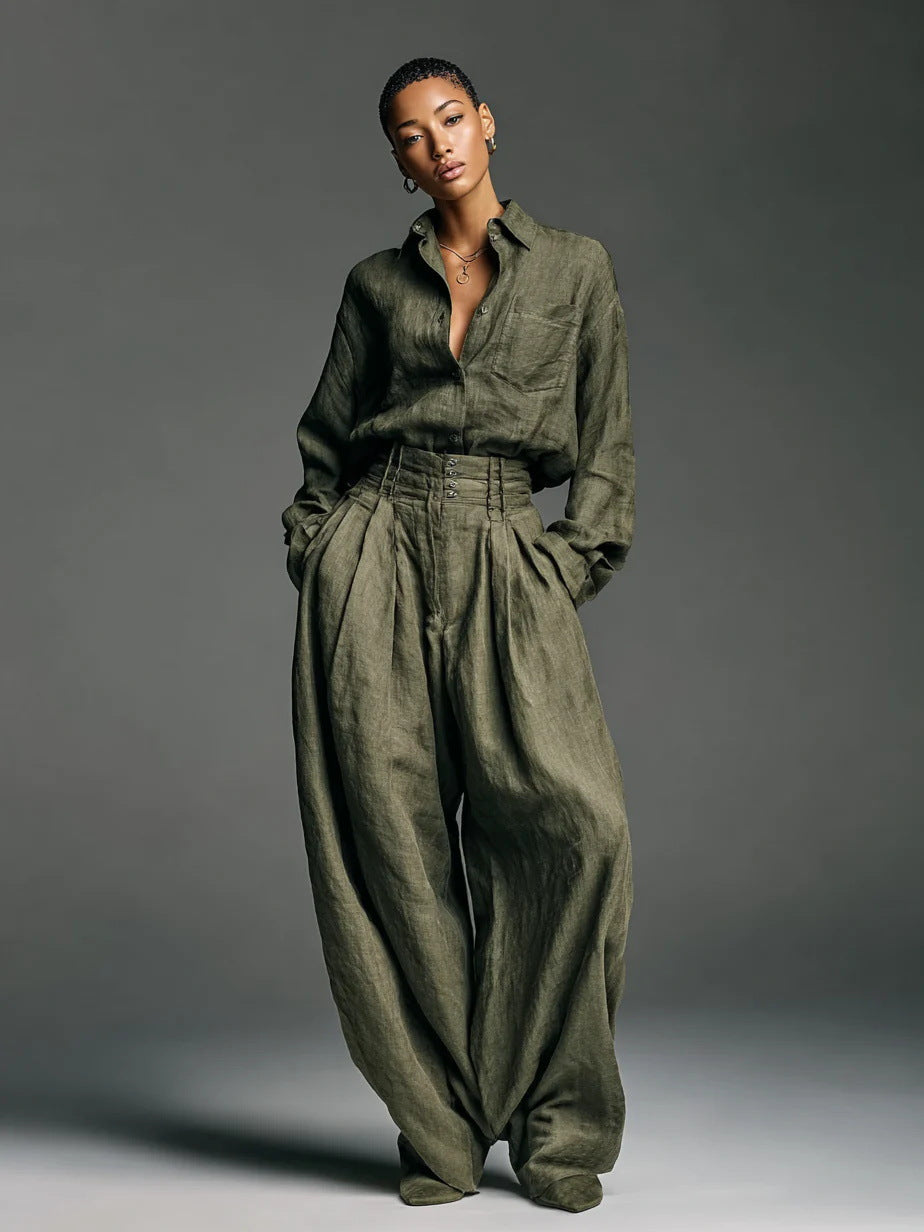 Long-sleeved cardigan and pants set