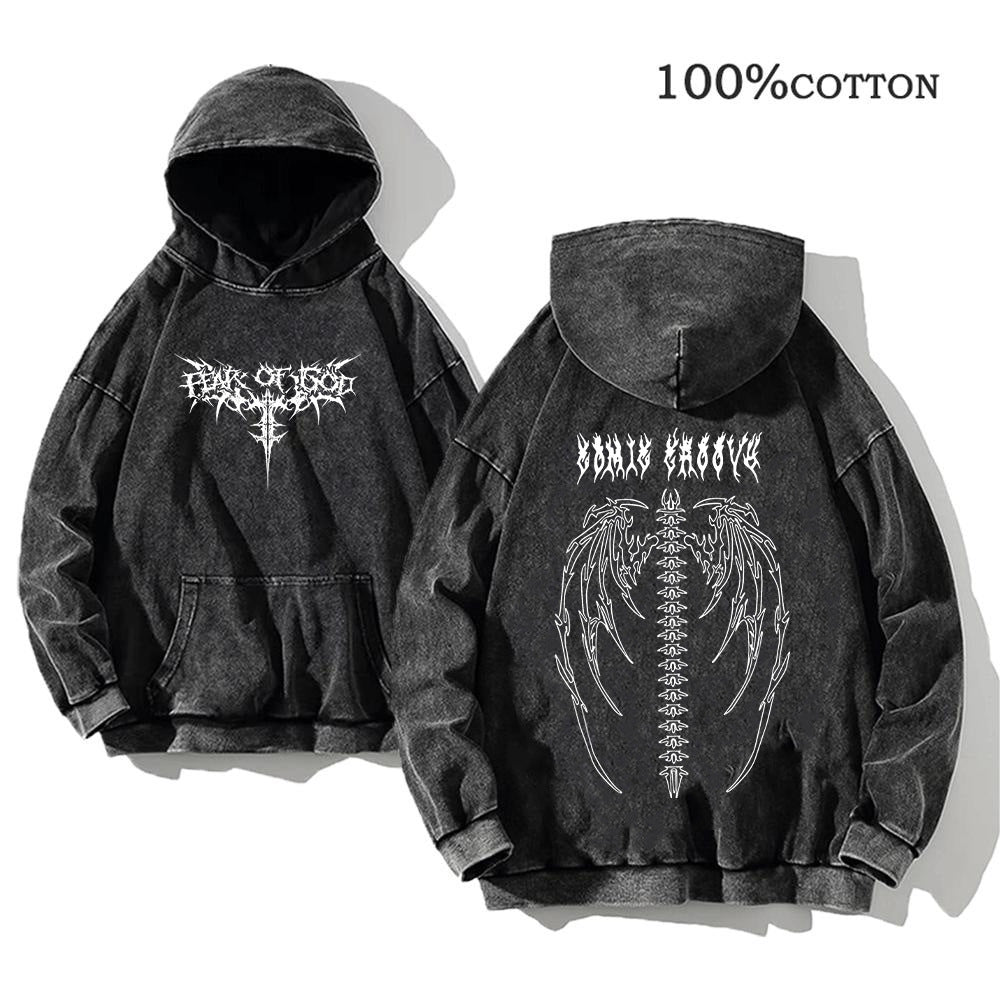 Printed cotton hoodie