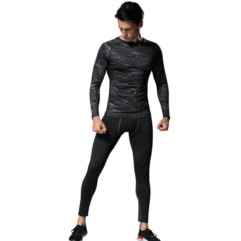 Men's Fleece-Lined Sportswear Suit for Winter Fitness and Running